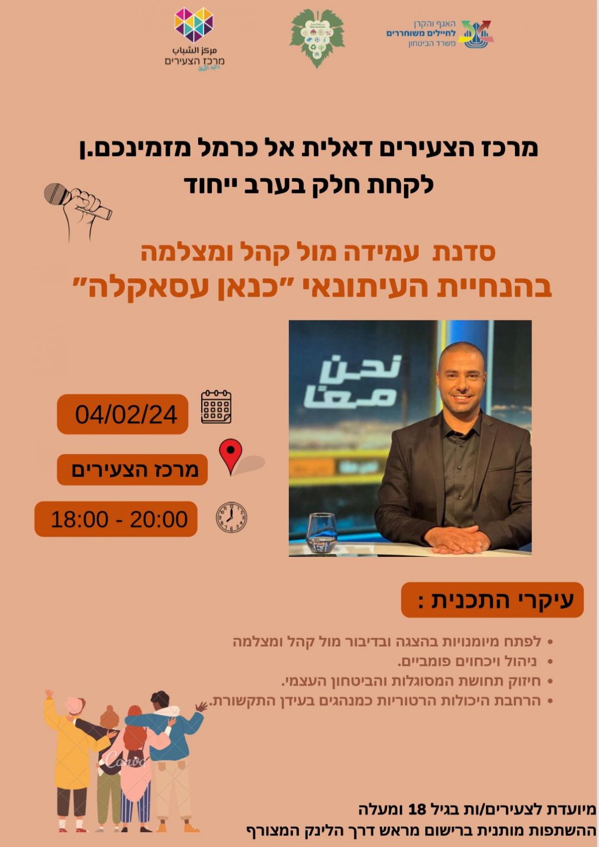 סדנת עמידה מול קהל ומצלמה במרכז צעירים